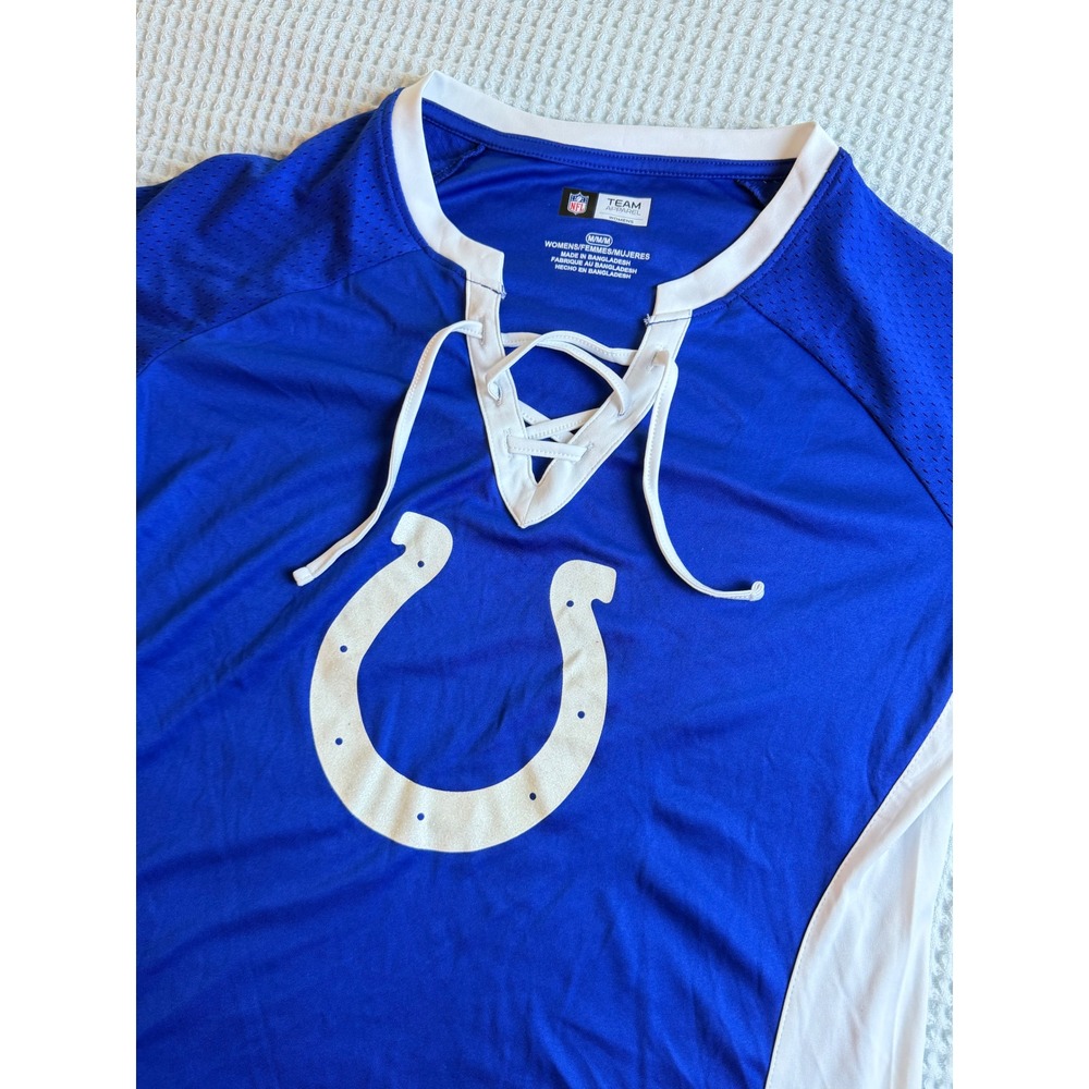 Indianapolis Colts Women's Size M Lace Up Jersey Shirt Blue White
